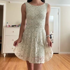 White Lace Fit and Flare Dress, XS